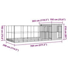 Vidaxl Voliéra s nadstavcom strieborná 704x303x216 cm oceľ