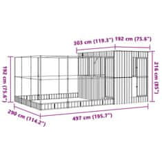 Petromila vidaXL Voliéra s nadstavcom strieborná 497x303x216 cm oceľ