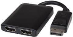 PremiumCord PremiumCord adaptér DisplayPort - 2x HDMI, rozšíření + zrcadlení obrazu, 4K*2K@60Hz - rozbalené