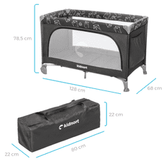 Kidnort Cestovní postýlka Grotta svetlo sivá