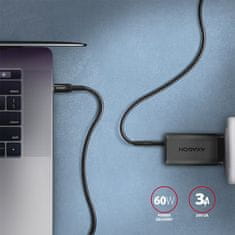 AXAGON AXAGON kabel USB-C - USB-C, USB 2.0, PD 60W 3A, ALU, opletený, 3m, černá