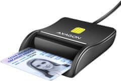 AXAGON AXAGON CRE-SM3N, USB-A FlatReader čtečka kontaktních karet Smart card (eObčanka), kabel 1.3m