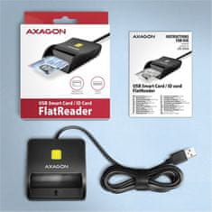 AXAGON AXAGON CRE-SM3N, USB-A FlatReader čtečka kontaktních karet Smart card (eObčanka), kabel 1.3m