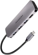 AXAGON AXAGON multifunkční HUB 6v1 USB 3.2 Gen 1, 3x USB-A, HDMI, SD/microSD, PD 100W, kabel USB-C 20cm