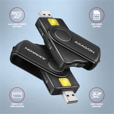 AXAGON AXAGON CRE-SMP2A, USB-A PocketReader 4-slot čtečka Smart card (eObčanka) + SD/microSD/SIM