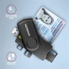 AXAGON AXAGON CRE-SMP2A, USB-A PocketReader 4-slot čtečka Smart card (eObčanka) + SD/microSD/SIM