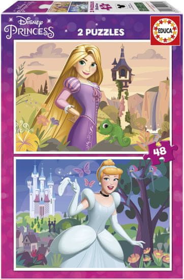 EDUCA Puzzle Disney princeznej: Locika a Popoluška 2x48 dielikov