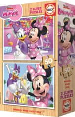 EDUCA Drevené puzzle Minnie a Daisy 2x50 dielikov