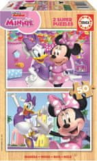 EDUCA Drevené puzzle Minnie a Daisy 2x50 dielikov