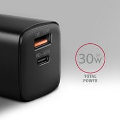 AXAGON AXAGON síťová nabíječka ACU-PQ30, USB-A, USB-C, PD, QC4+, 30W, černá