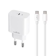 maXlife MXTC-06-20C PD QC nabíjačka 1x USB-C biely s káblom USB-C na USB-C 20W (OEM0101311)