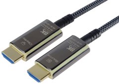 PremiumCord PremiumCord optický fiber kabel, Ultra High Speed HDMI 2.1, 8K@60Hz, zlacené, opletený, 10m - zánovné