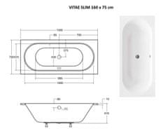 Besco BESCO vaňa VITAE SLIM 160 (1600x750 mm), bez nožičiek VANVITAE160SLIM - Besco