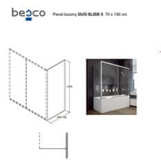 Besco BESCO DUO SLIDE II, pevná stena, 70 × 150 cm, chróm, číre sklo BCDUSL70CC - Besco