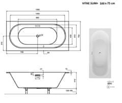 Besco BESCO vaňa VITAE SLIM PLUS 160 (1600x750 mm), bez nožičiek VANVIT16SLIMPLU - Besco