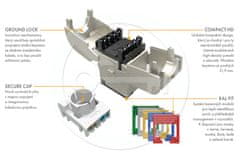 Solarix Samorezný keystone Solarix CAT6A STP SXKJ-10G-STP-RAL-SA, RAL FIT moduly, GROUND LOCK 