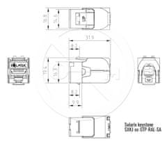 Solarix Samorezný keystone Solarix CAT6A STP SXKJ-10G-STP-RAL-SA, RAL FIT moduly, GROUND LOCK 