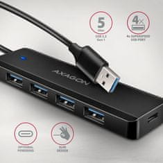 AXAGON AXAGON travel hub 4x USB 3.2 Gen 1, 1x USB-C, kabel USB-A 19cm