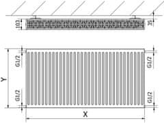 Mexen , Panelový radiátor Mexen C22 300 x 1600 mm, bočné pripojenie, 1493 W, biely - W422-030-160-00