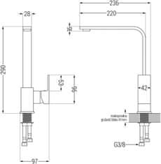 Mexen Tomas, granitový drez 800x500x190 mm, 2-komorový a zlatá batéria Rita, čierna škvrnitá, 6516-76-670300-50