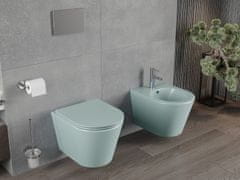 Mexen Rico, závesné WC Rimless s WC doskou slim, duroplast, zelená matná, 30724048