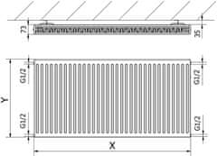 Mexen , Panelový radiátor Mexen C21 500 x 400 mm, bočné pripojenie, 443 W, biely - W421-050-040-00