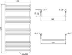 Mexen Apollo, vykurovacie teleso 1210 x 650 mm, 713 W, biela, W117-1210-650-00-20