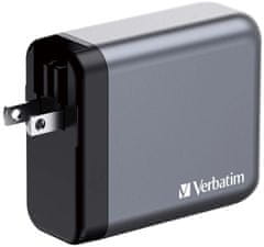 VERBATIM Verbatim cestovní adaptér GNC-140, GaN, 2xUSB-C PD 140W, USB-C PD 20W, USB-A QC