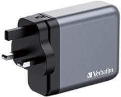 VERBATIM Verbatim cestovní adaptér GNC-140, GaN, 2xUSB-C PD 140W, USB-C PD 20W, USB-A QC