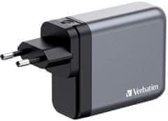 VERBATIM Verbatim cestovní adaptér GNC-140, GaN, 2xUSB-C PD 140W, USB-C PD 20W, USB-A QC