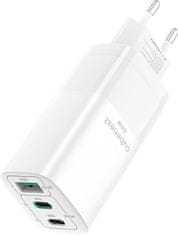 CubeNest Cubenest síťová nabíječka S3D0, PD, GaN, 65W, 2x USB-C, 1x USB-A, bílá - zánovné