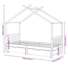 Vidaxl Detský rám postele so zásuvkami biely borovicový masív 90x200cm