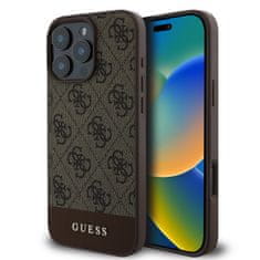 Guess Zadný kryt PU 4G Stripe pre iPhone 16 Pro Brown