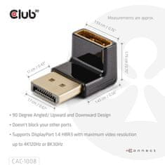 Club 3D Adaptér DisplayPort na DisplayPort 1.4, 4K120Hz, 8K30Hz, 90° (CAC-1008)