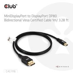 Club 3D Kabel MiniDisplayPort na DisplayPort 2.1 Certifikovaný, Oboustranný, 10K60Hz, DSC1.2, UHBR10, 1m (CAC-1116)