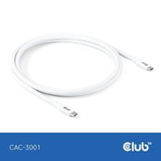 Club 3D Kabel USB-C 4.0, 20Gbps, 4K60Hz, PD 240W, 2m, bílá (CAC-3001)