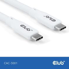 Club 3D Kabel USB-C 4.0, 20Gbps, 4K60Hz, PD 240W, 2m, bílá (CAC-3001)