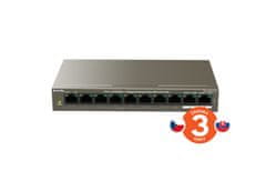 Tenda TEF1110P-8-102W - PoE AT Switch 102W, 10xRJ45 Switch s 8x 10/100 Mbps PoE, 2x Gigabit Uplink, Fanless, Kov