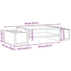 Vidaxl Stojan na monitor s policou biely 50x27x15 cm kompozitné drevo