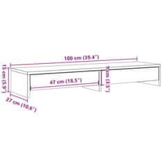 Vidaxl Stojan na monitor a zásuvky staré drevo 100x27x15cm borovica