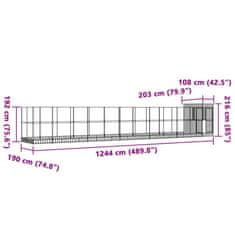 Vidaxl Voliéra s nadstavcom strieborná 1244x203x216 cm oceľ