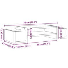 Vidaxl Stojan na monitor s policou betónovosivý 50x27x15 cm komp.drevo