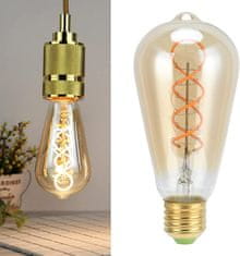 Diolamp LED Spiral Filament žiarovka Amber ST64 4W/230V/E27/1800K/270Lm/360°/Dim