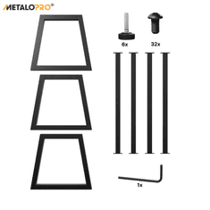 MetaloPro MetaloPro Nemesis Extreme Long Stolové nohy kovové, stabilné stolové podnože, čierne, do jedálne, kancelárie, domácnosti - 72x80x320 cm