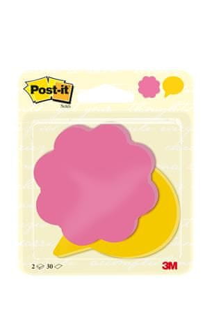 Post-It Samolepiace bloček v tvare kvetina a bublina, ružová a žltá, 72,5 x 72,5 mm, 2x 30 listov, 7100236593