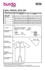 Burda Strih Burda 9258 - Overal so zapínaním na patentky na nohaviciach