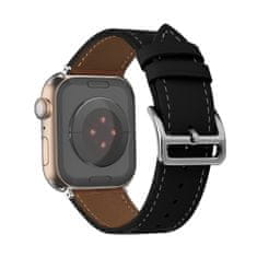 TopQ  Kožený remienok pre Apple Watch 38-40-41 Design 1 čierny