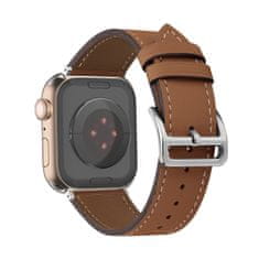 TopQ  Kožený remienok pre Apple Watch 38-40-41 Design 1 hnedý