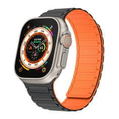 TopQ  Magnetický silikónový remienok pre Apple Watch 38-40-41 Design 2 čierno-oranžový