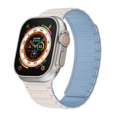 TopQ  Magnetický silikónový remienok pre Apple Watch 42-44-45-49 Design 2 modro-biely